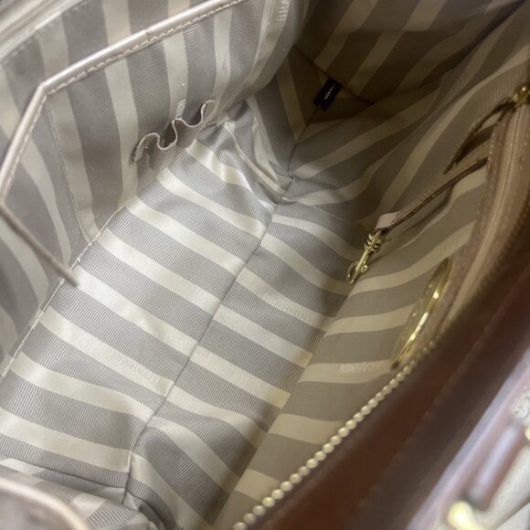 Brahmin Ostrich Arden Convertible Shoulder Satchel Golden Brown Crossbody - Picture 14 of 16